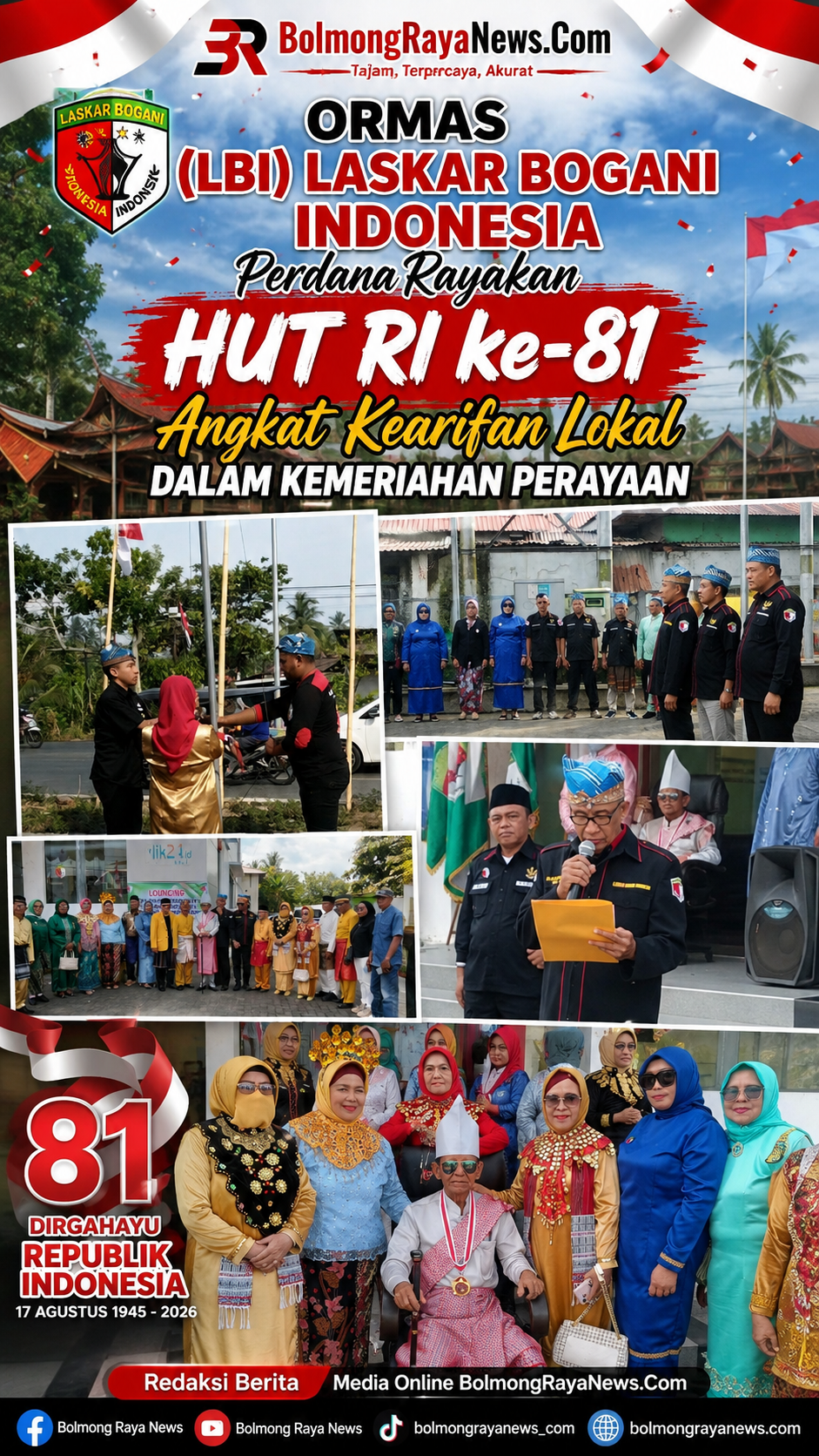 Ormas (LBI) Laskar Bogani Indonesia Perdana Rayakan HUT RI ke-81, Angkat Kearifan Lokal dalam Kemeriahan Perayaan
