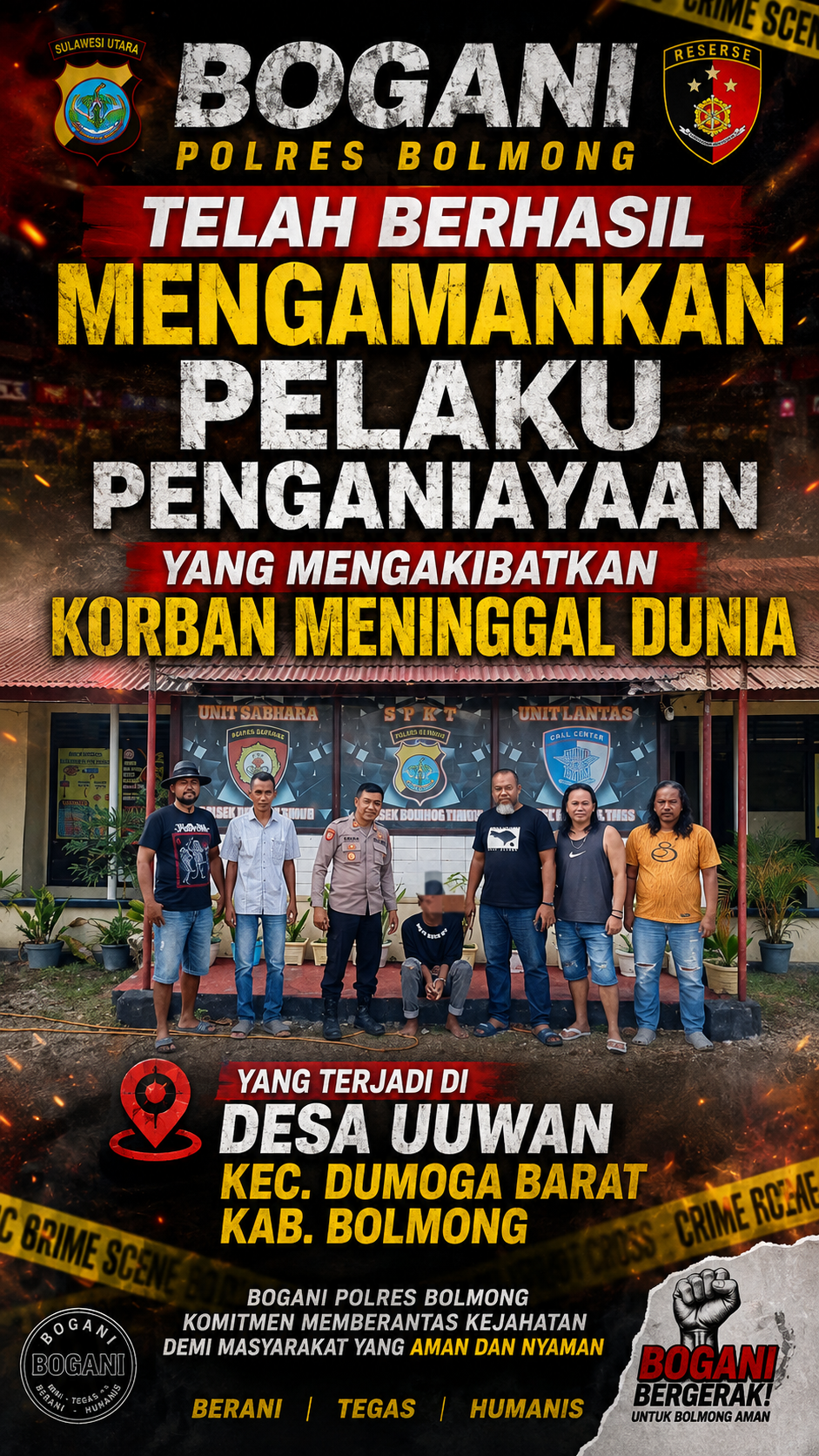 Pelaku Penganiayaan Yang Mengakibatkan Korban Meninggal Dunia, Yang Terjadi Di Desa Uuan Telah Di Amankan Tim URC Raja Bogani