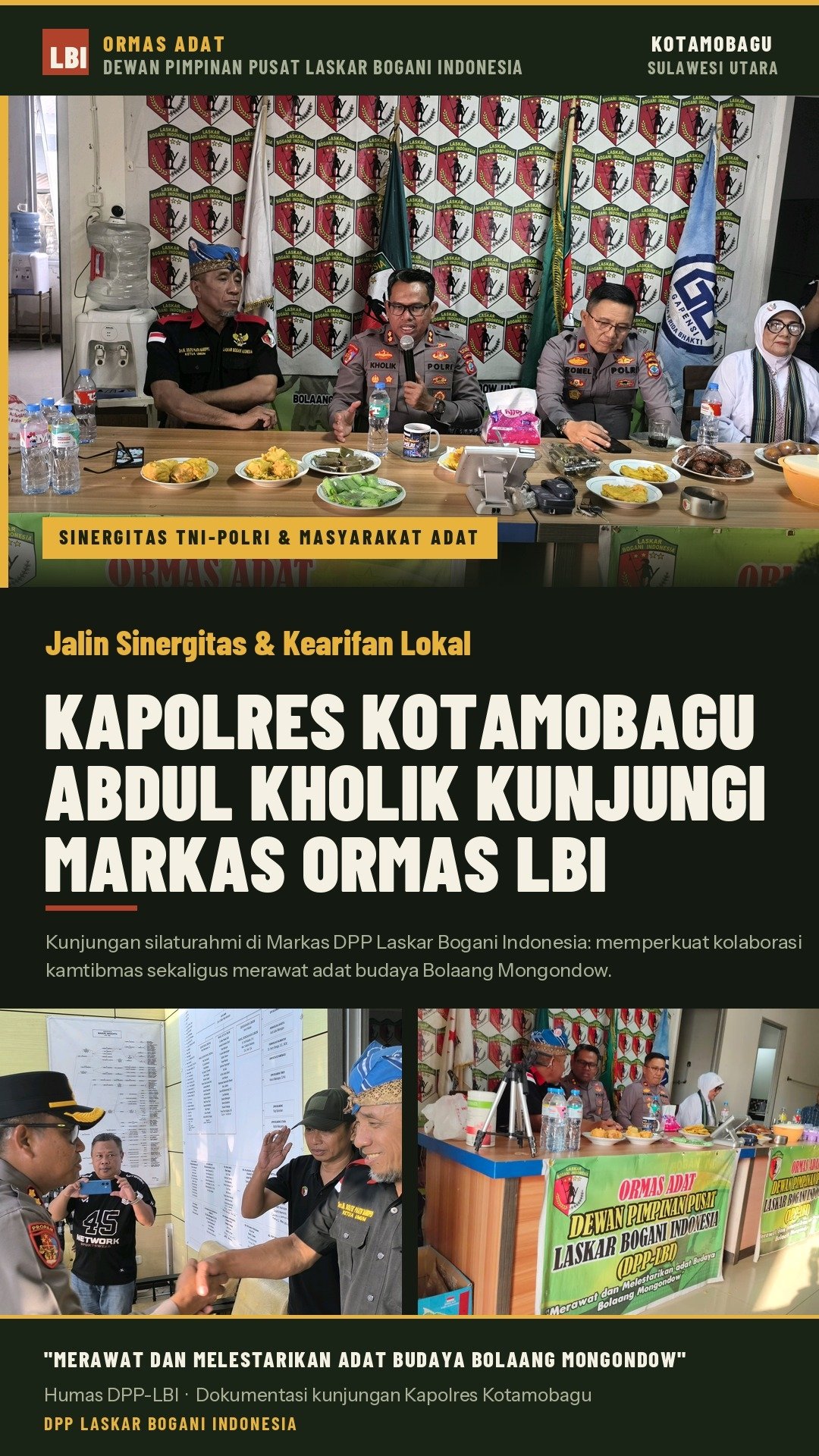 Jalin Sinergitas & Kearifan Lokal, Kapolres Kotamobagu Abdul Kholik Kunjungi Markas Ormas LBI
